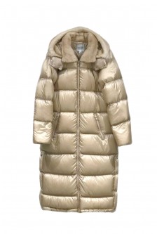 DOWN LONG JACKET WITH DETACHABLE MINK HOOD