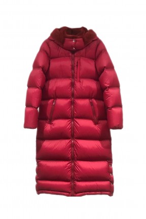 DOWN LONG JACKET WITH DETACHABLE MINK HOOD