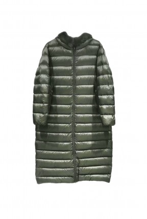 DOWN LONG JACKET WITH MINK TRIMMING