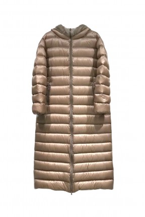 DOWN LONG JACKET WITH MINK TRIMMING