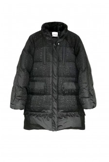 TWEED DOWN JACKET WITH MINK COLLAR