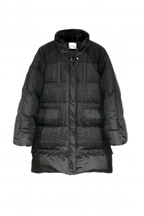 TWEED DOWN JACKET WITH MINK COLLAR